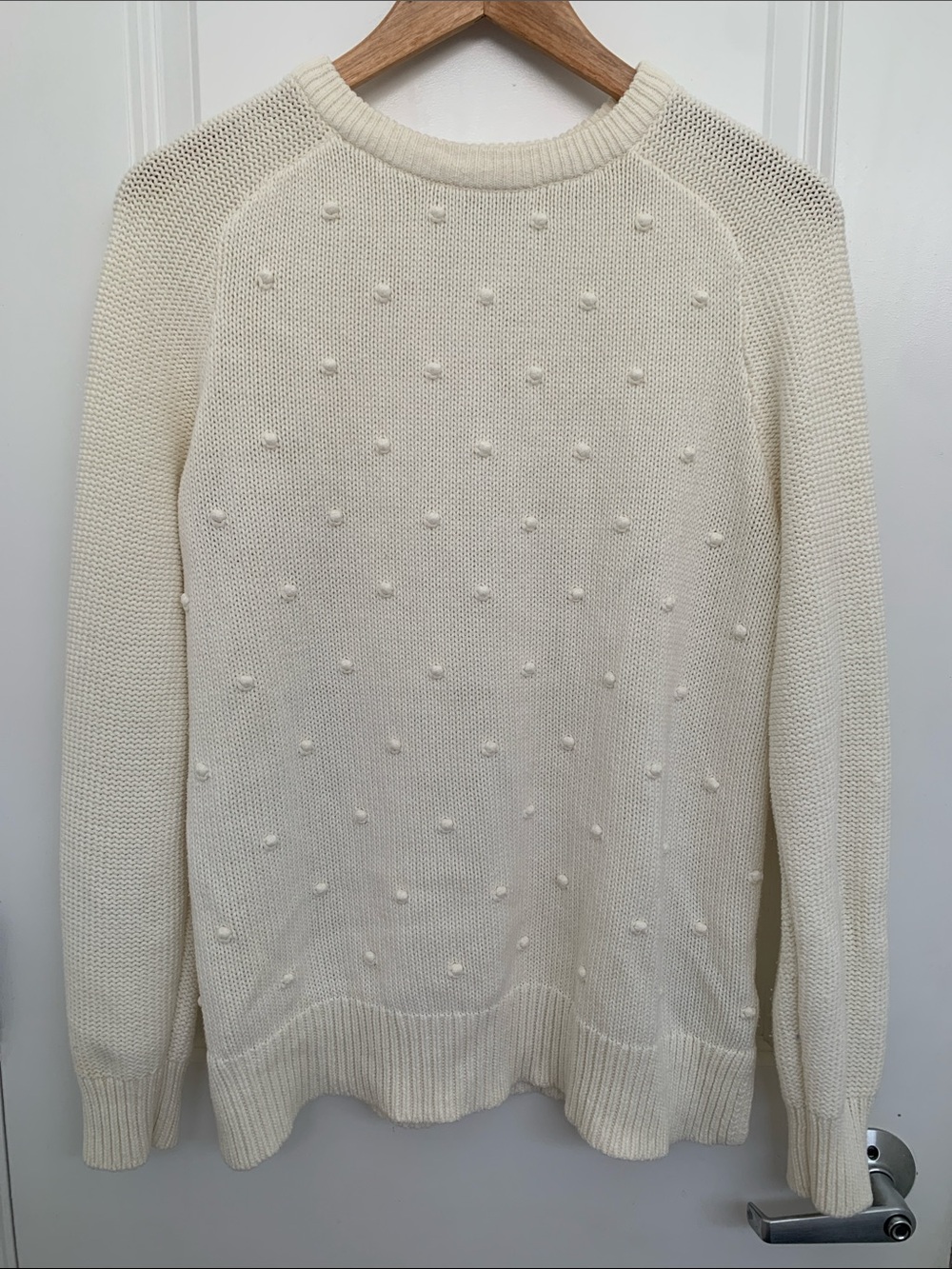 Old Navy Cream Pom-Pom Crewneck Sweater